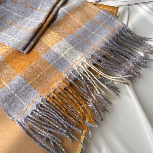 Women's Winter Versatile Warm Plaid Fringe Scarf Shawl