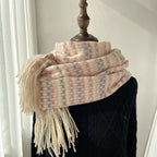 Women's Winter Warm Colorful Checked Fringe Scarf Shawl