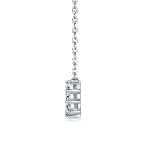 18K White Gold Pendant Necklace with Seven Sparkling Round Diamonds