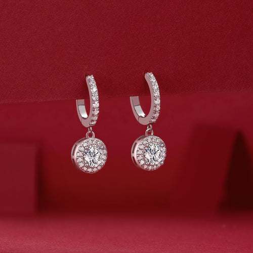 18K White Gold 0.5 Carat Round Diamond Pendant Earrings (0.5 Carat Each)