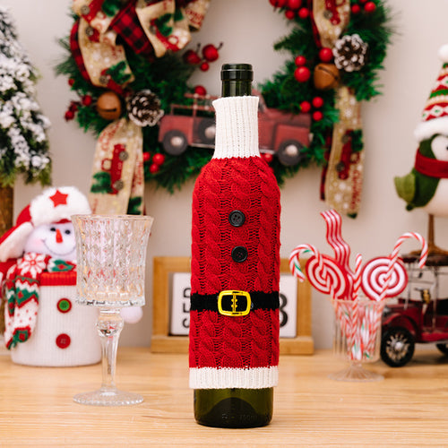 Christmas Belt Knitted Wine Bottle Cover