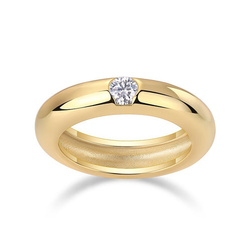 18K Gold-Plated 4mm 0.3 Carat Diamond-Embedded Wedding Ring for Women