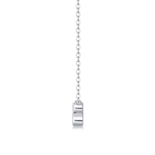 18K White Gold Pendant Necklace with Three Round Diamonds for Women