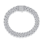 18K White Gold 8mm Cuban Link Moissanite Bracelet for Man