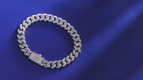 18K White Gold 8mm Cuban Link Moissanite Bracelet for Man