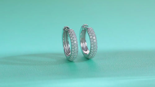 18K White Gold Three-Row 74-Diamond Earrings