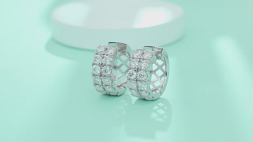 18K White Gold Earrings with 32 Pieces of 2mm Round Diamonds