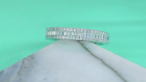 18K White Gold Three-Tier 76-Diamonds Engagement Ring for Women