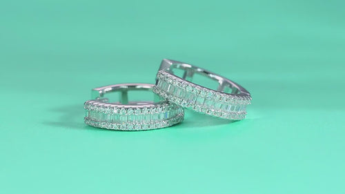 18K White Gold Three-Row 98-Diamond Earrings