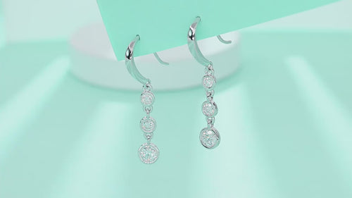 18K White Gold Six Round Diamond Pendant Earrings