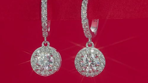 18K White Gold 0.5 Carat Round Diamond Pendant Earrings (0.5 Carat Each)