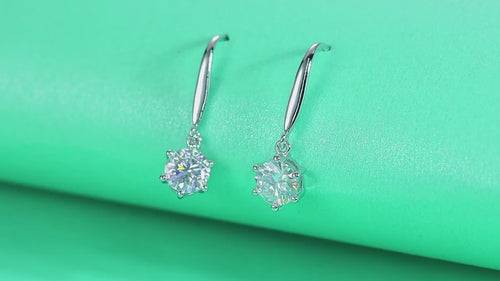 18K White Gold 1 Carat Round Diamond Pendant Earrings (1 Carat per Earring)