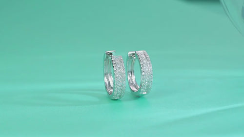 18K White Gold 76-Round Diamond Earrings