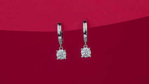 18K White Gold 0.5 Carat Round Diamond Pendant Earrings (0.5 Carat per Earring)