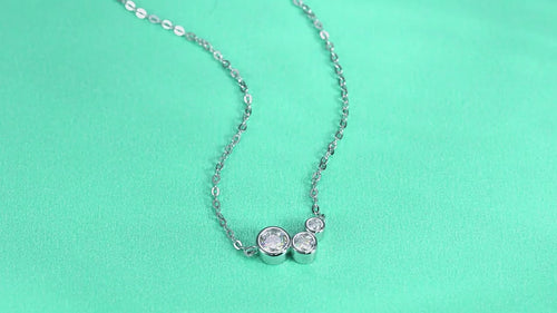 18K White Gold Pendant Necklace with Three Round Diamonds for Women