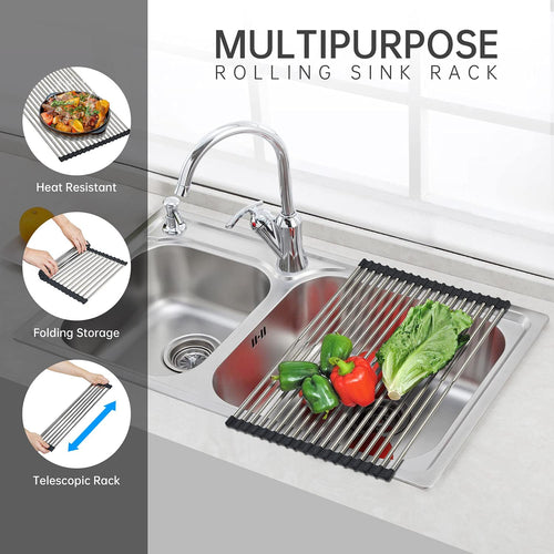 Adjustable Length Roll Up Dish Drying Rack