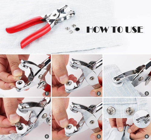 Metal Snap Buttons Rings with Fastener Pliers Press Tool Kit