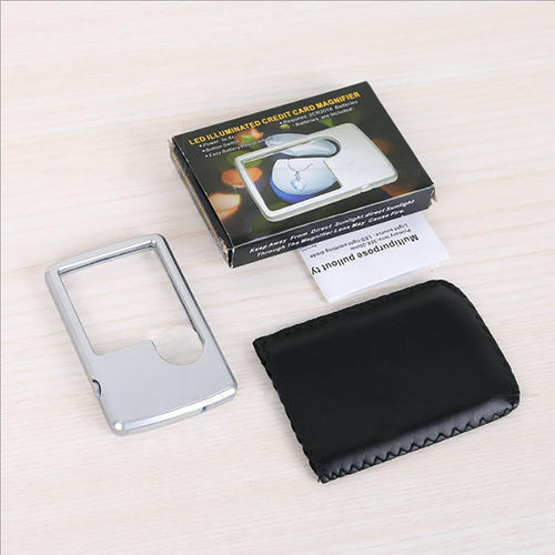 Credit Card Magnifier Dual Power LED light for Book Reading Magnifier - 3X + 6X